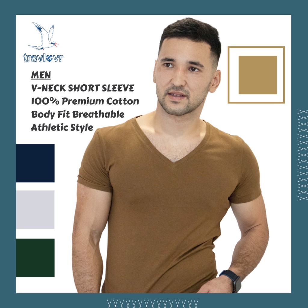 Short Sleeve V- Neck Iron Free Custom Designed Casual Premium Quality Breathable Cotton Men & Unisex T-Shirts