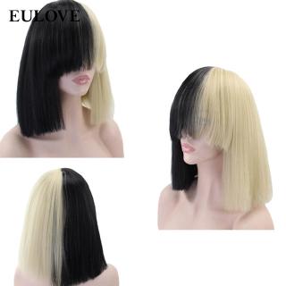 Sia Wig Short Straight For Women Half Blonde And Black Synthetic Hair Excellent Shopee Malaysia