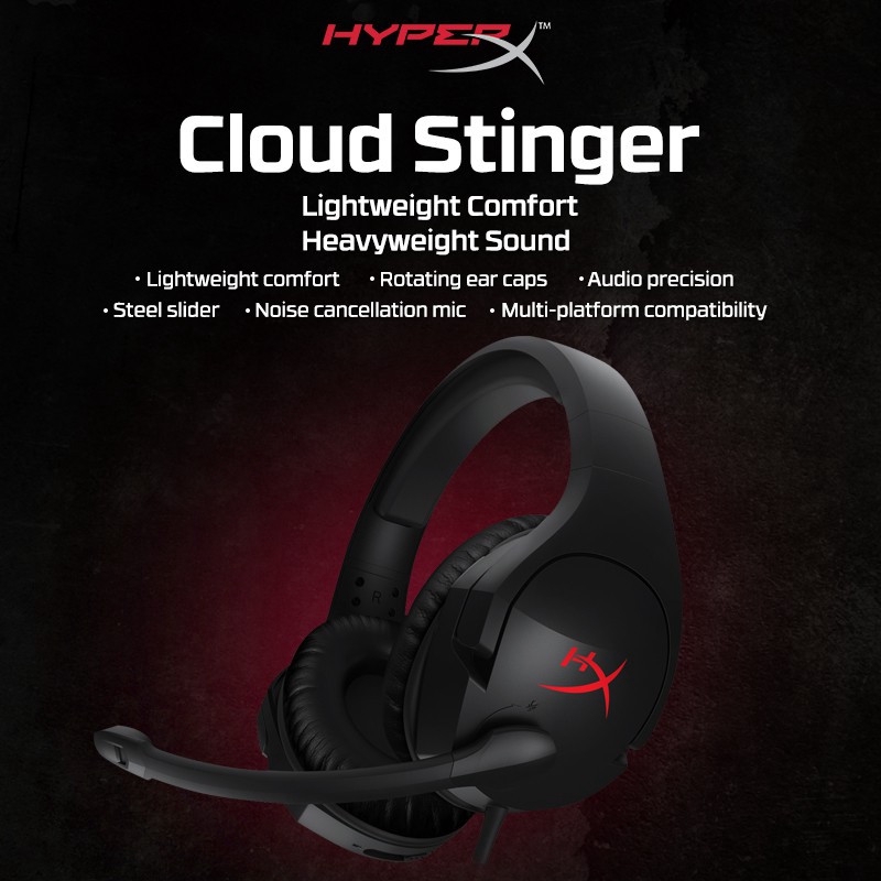 Hyperx Cloud Stinger Gaming Headset Lightweight Comfort Hx Hscs Bk As Shopee Malaysia