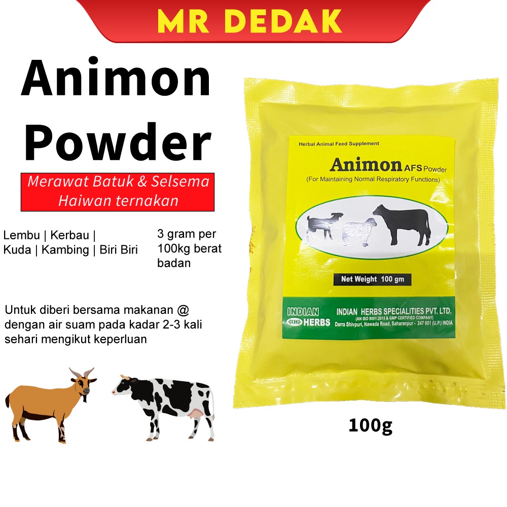 Animon 100g Ubat Selsema Batuk Pneumonia Herba Untuk Haiwan Kambing Lembu Kuda Biri Biri Dan Lain Haiwan Ternakan Shopee Malaysia