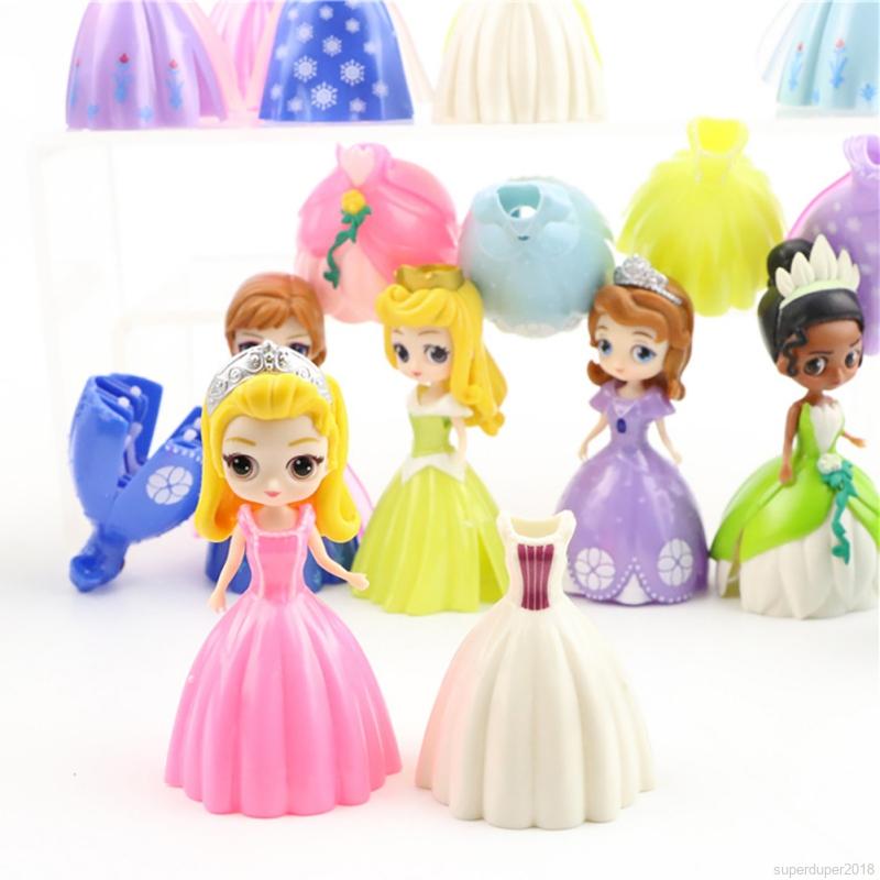 18pcs Magic Clip Princess Figures Magic Clip Dress Qposket Alice Amber Tiana Dolls Elsa Anna Model Kids Toys Shopee Malaysia