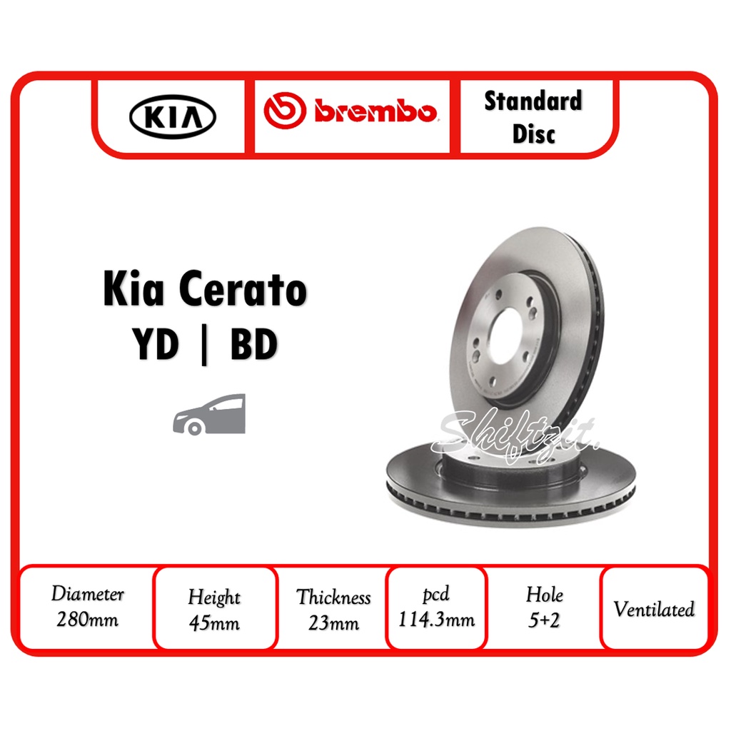 FRONT DISC BRAKE ROTORS for Kia Cerato TD 1.6L 2.0L 2.4L *280mm* 1/2009