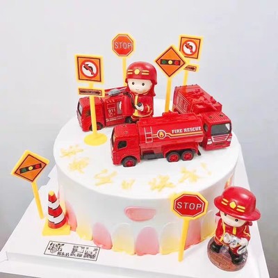 [Ready Stock] Fire Fighter Fire Engine Fire Trucks cake topper fireman Ambulance 消防车蛋糕装饰摆件玩具 Bomba kek hiasan toy