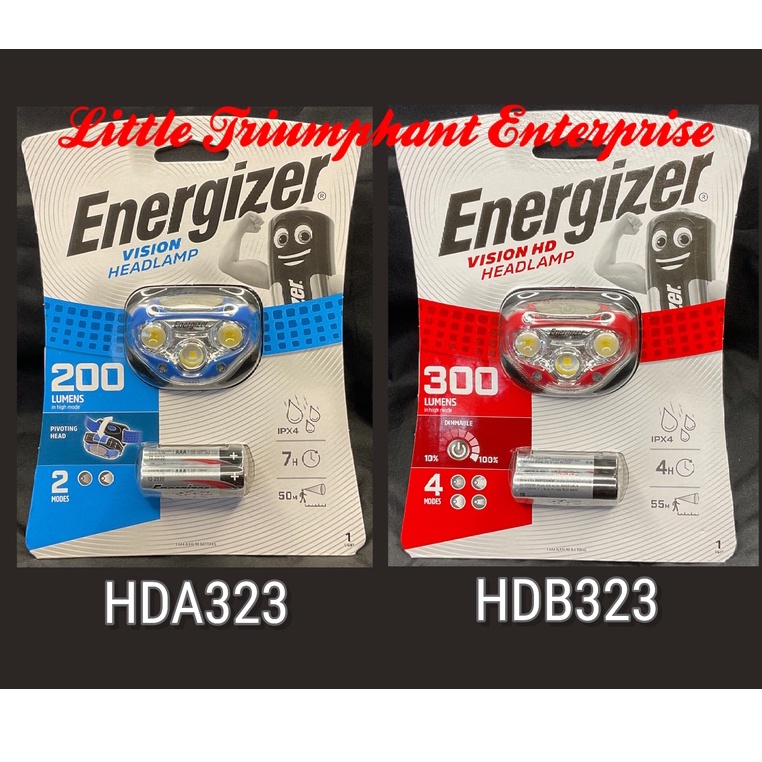 Original Energizer Vision Headlight 200/300Lumens LED Headlamp HDA323