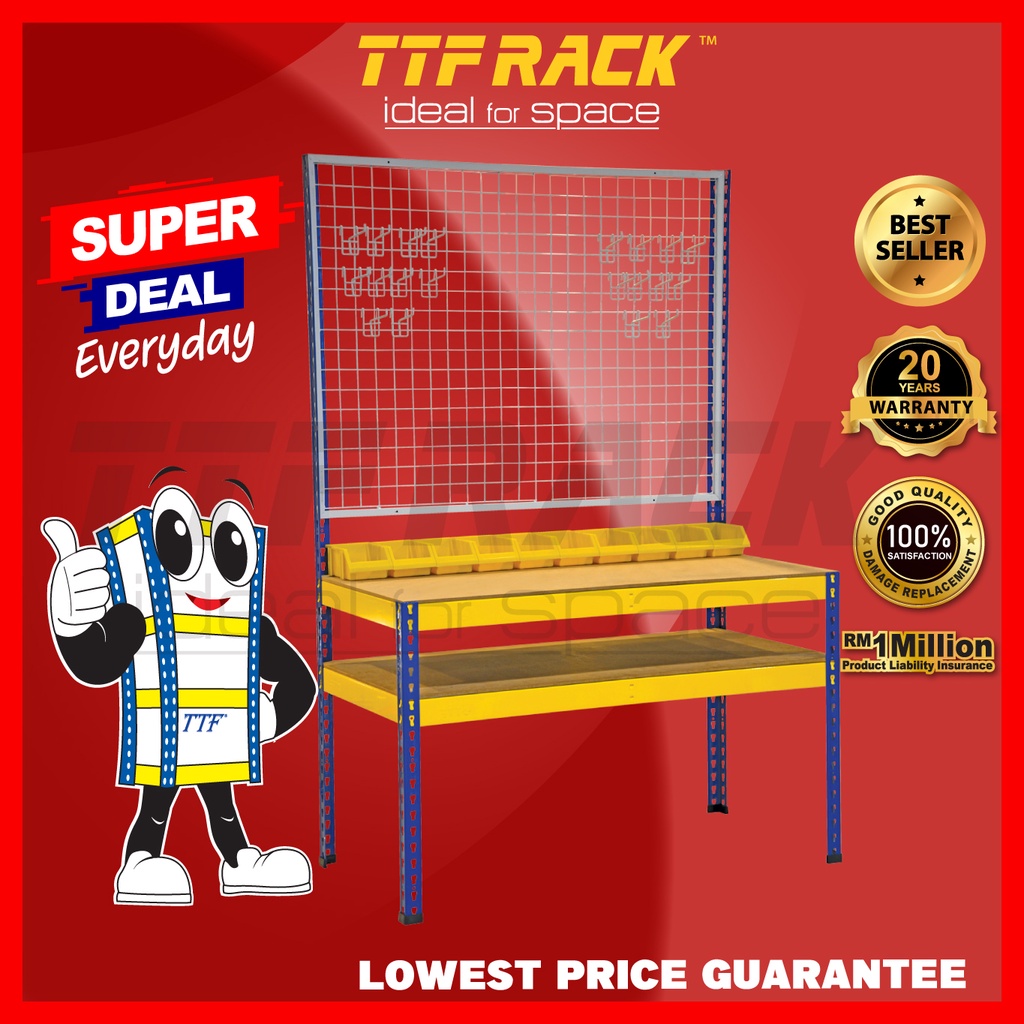 TTF Rack™ (BRWB-OFFER)Boltless Rack Workbench / Working Station / Packing Table / Rak Besi / Rak Kerja / Rak Gudang