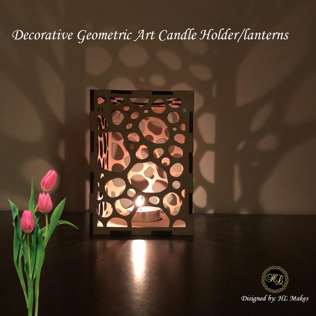 HL Makes Candle Holder Lantern - Unique and High Precision Laser Cut Decorative Geometric Art - CH01