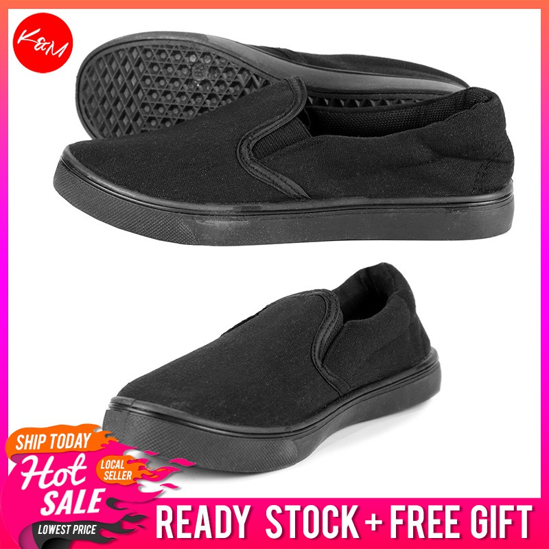 black slip on shoes school