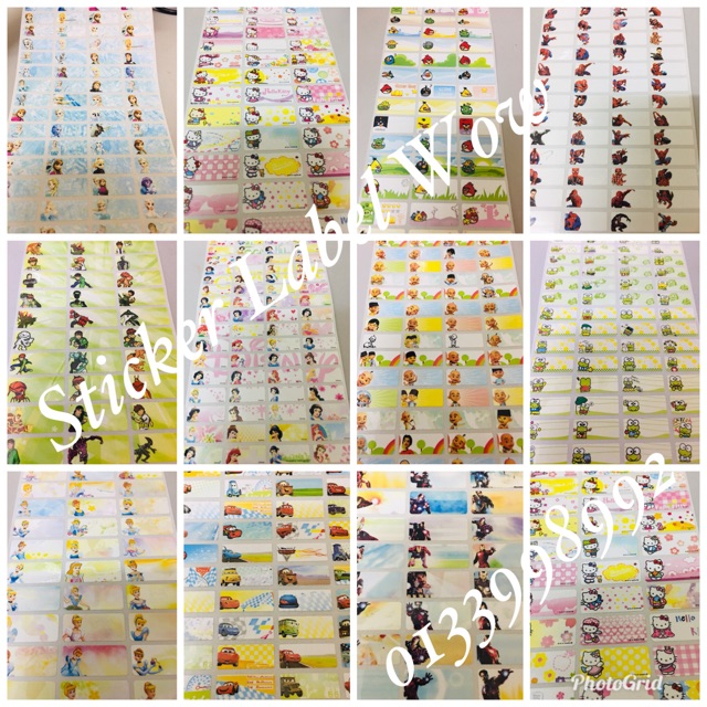 100pcs Sticker Nama Waterproof (Cartoon) part 1/2 | Shopee Malaysia