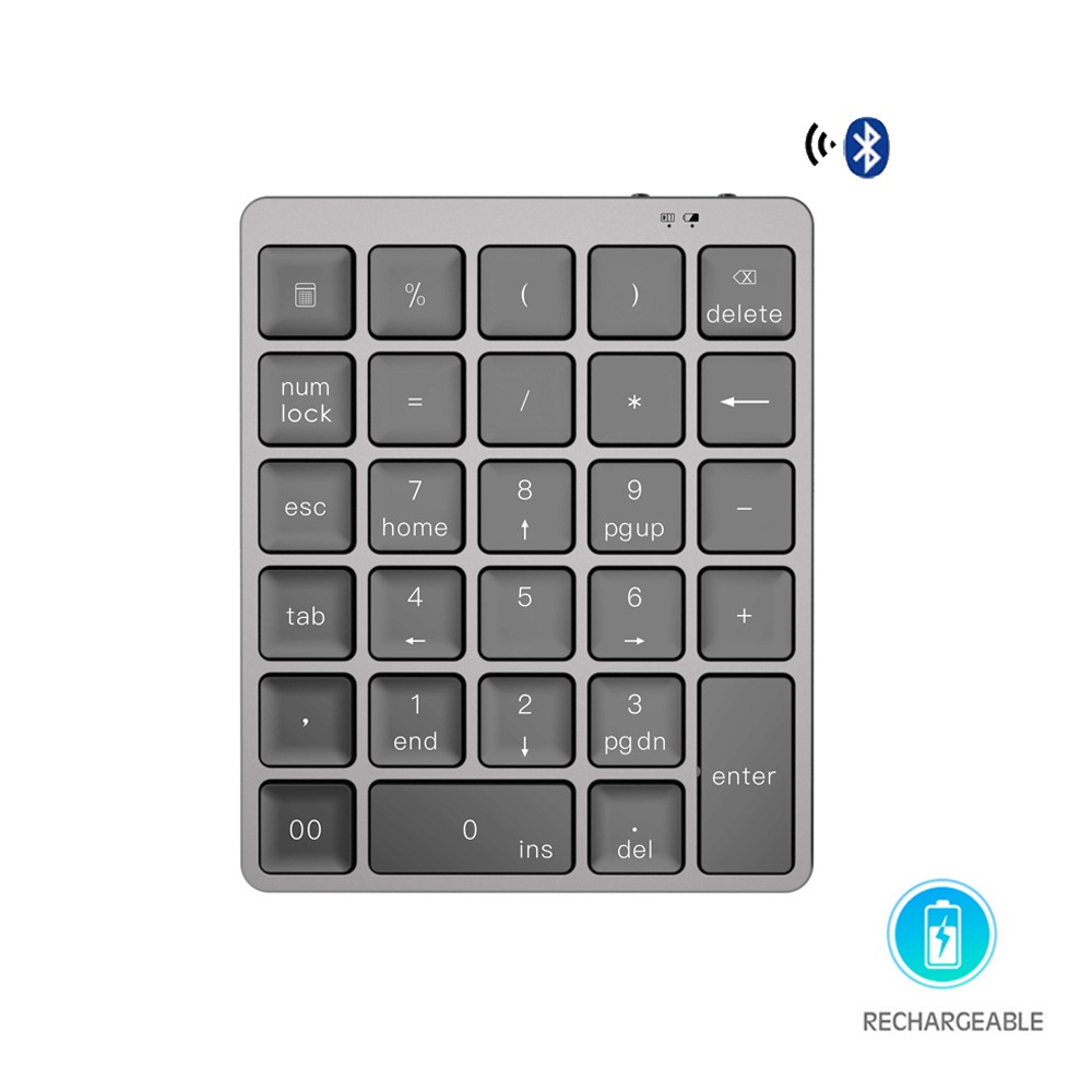 28 Key Rechargeable Wireless Bluetooth Numeric Keyboard Aluminum Alloy