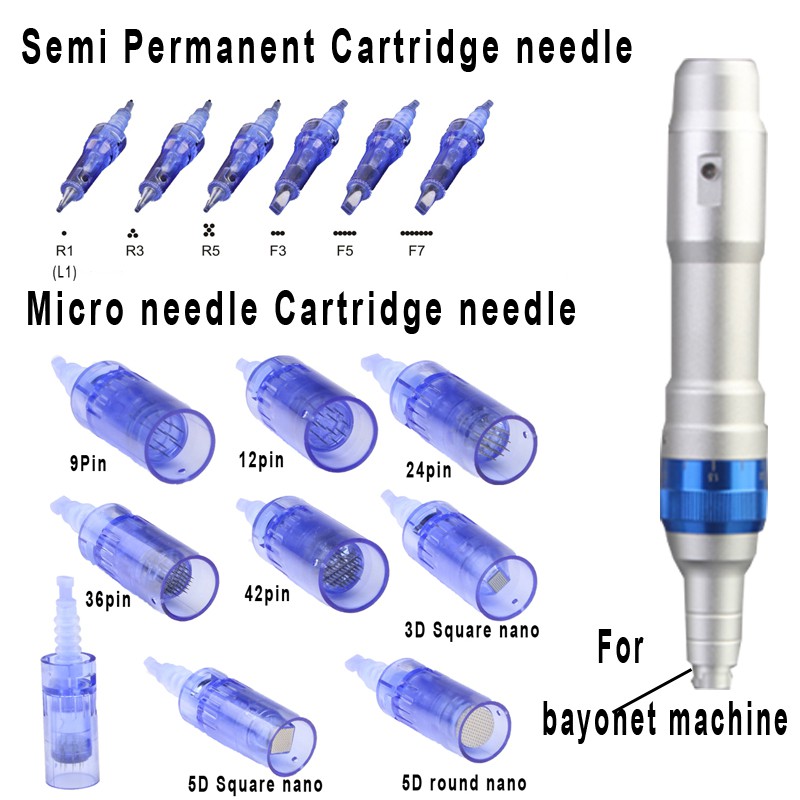 10 / 20 / 50 Pcs Dr.pen Cartridges Needles Blue No Cap For Derma Pen Dr Pen ULTIMA A6 / A1 / M5 / M7 / N2 / MYM needle for MTS and PMU Tattoo Makeup Eyebrow Tips 1 / 3 / 5 / 7 / 9 / 12 / 24 / 36 / 42pins / Nano Needles