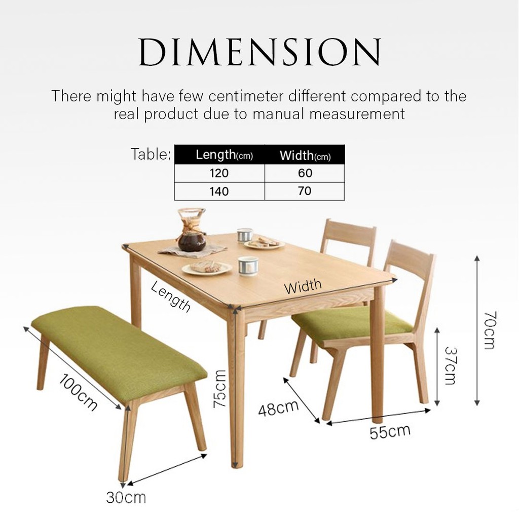 FINSSO: ALMA Japanese Style Solid Rubber Wood Dining Set