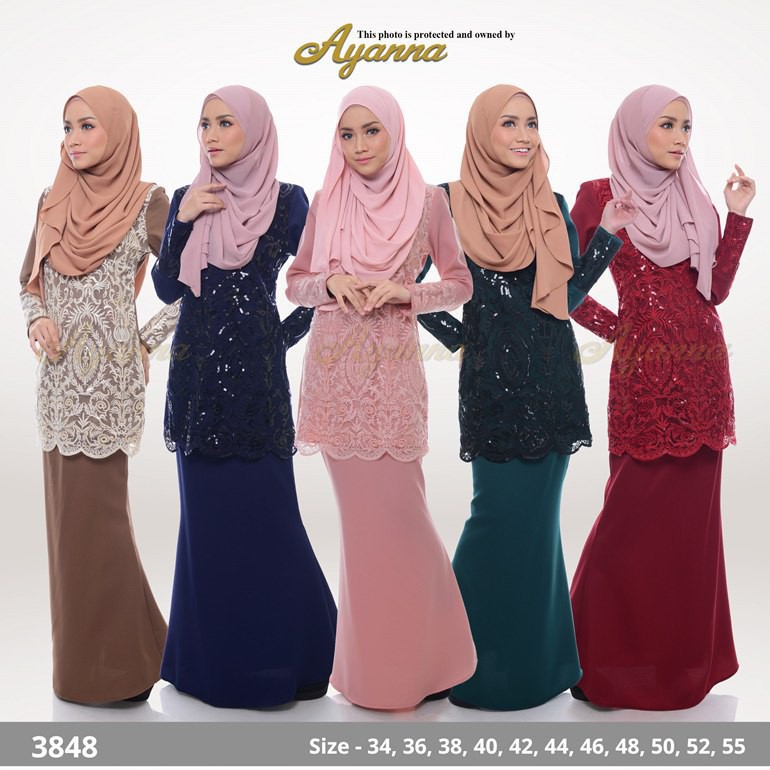 SUHAA SEQUIN LACE KURUNG CODE 3848 DEWASA BAJU RAYA 