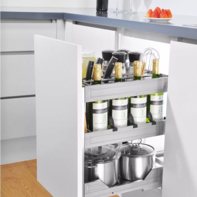 3 Layers 400mm Stainless Steel Kitchen Cabinet Sliding Drawer