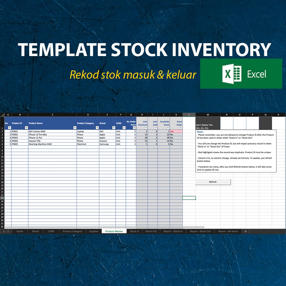 Template Stock Inventory Excel  Shopee Malaysia