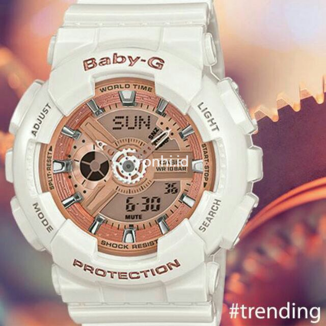 baby g white and rose gold