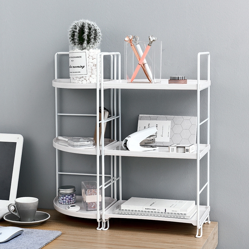 Corner Plastic Metal Freestanding Organizer Shelf For Bathroom