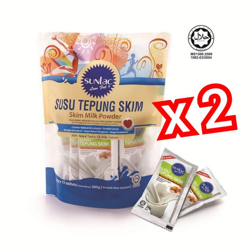 Free Face Mask Sunlac Skim Milk Powder 20g X 15 Sachets X2packs Susu Tepung Skim Low Fat Diet Shopee Malaysia