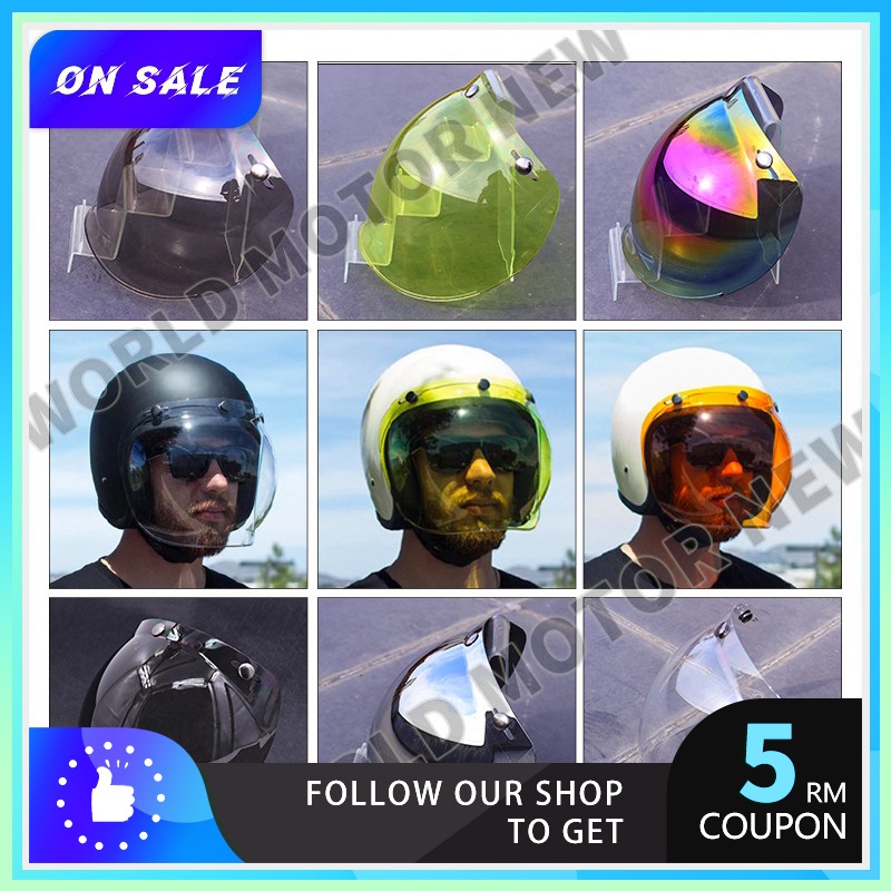 BUBBLE VISOR 3 BUTTON HELMET VISOR HELMET SHIELDS HALF HELMET FULL