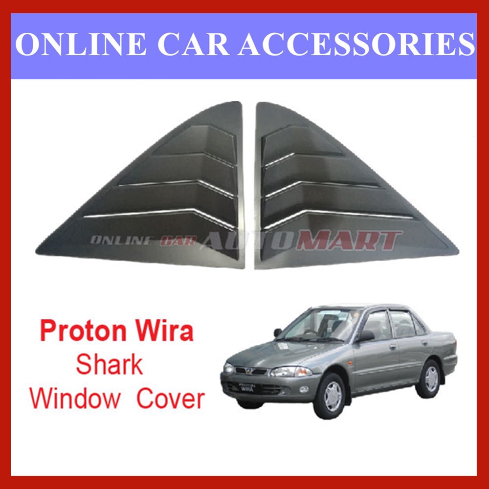 Perodua Wira Black Rear Side Shark Louver Window Cover Triangle Mirror Protector 