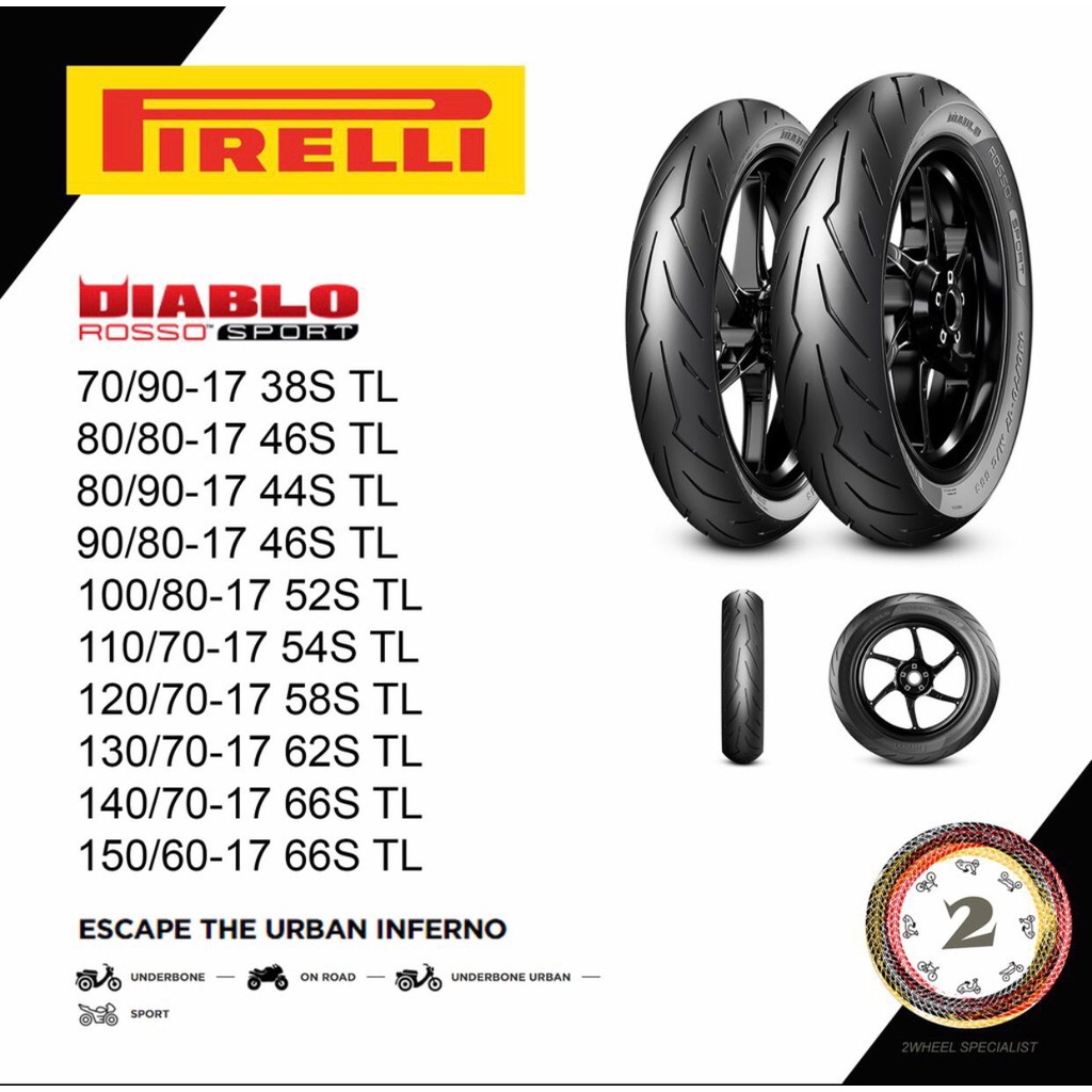 2024} PIRELLI Diablo Rosso Sport 70/90-17 80/90-17 80/80-17 90/80 100/80 110/70 120/70 140/70 150/60