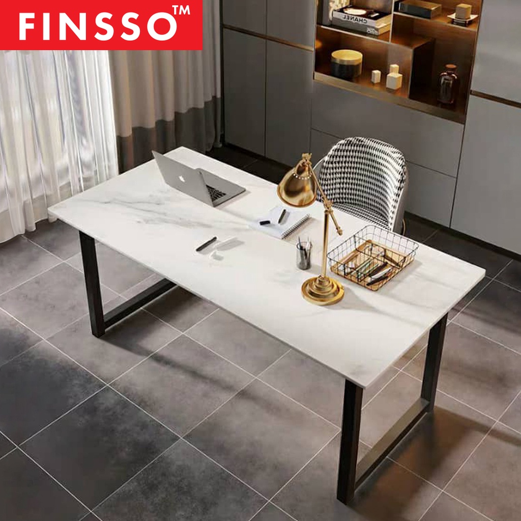 FINSSO: 120CM/140CM/160CM Denver Marble Texture Study Table/ Working Office Table/MEJA