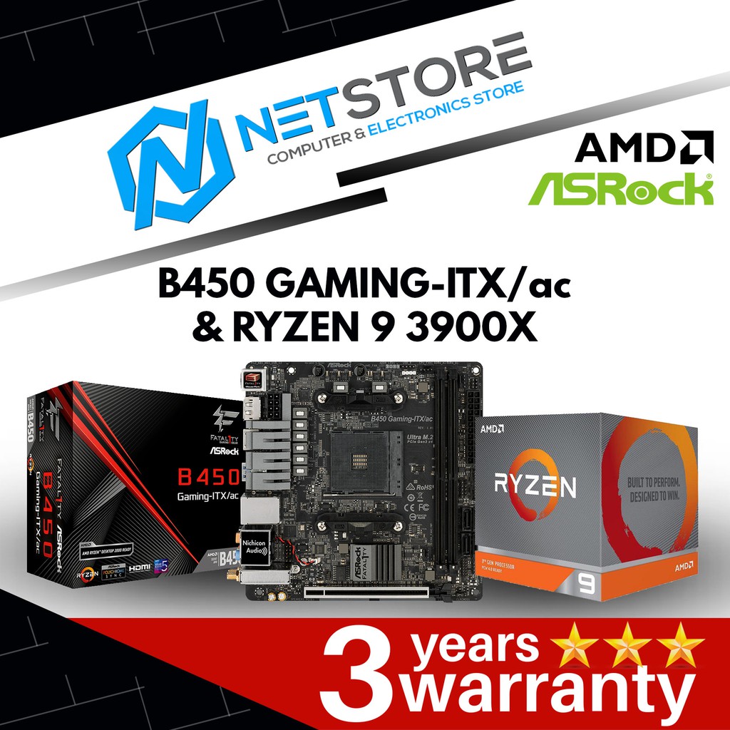 Pwp Asrock Fatal1ty B450 Gaming Itx Ac Mini Itx Amd Ryzen 9 3900x Processor Shopee Malaysia