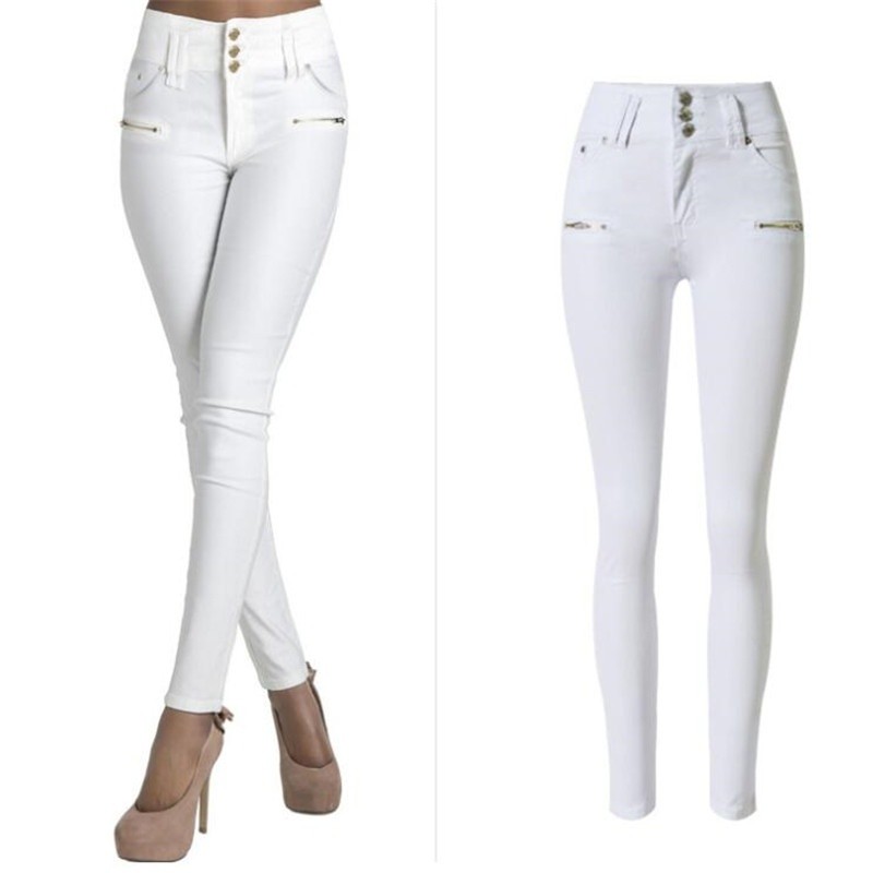 ladies white skinny trousers