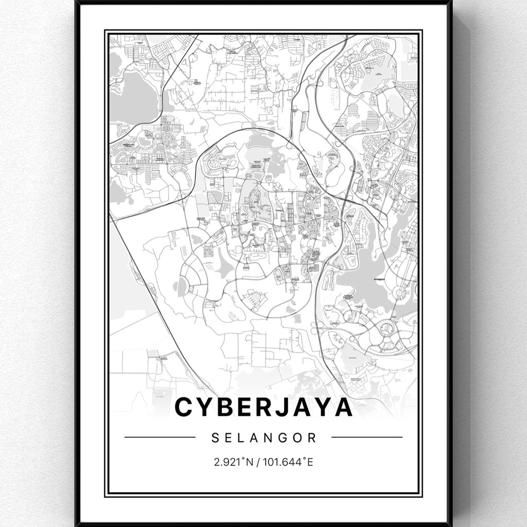 Cyberjaya Modern Minimal City Map Poster by Petagraphy  Shopee 