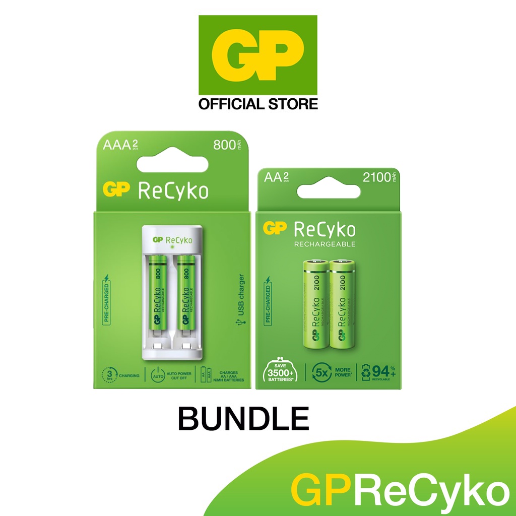 [Bundle] GP ReCyko E211 Charger 2 slot + AAA 800 mAh 2s + GP ReCyko