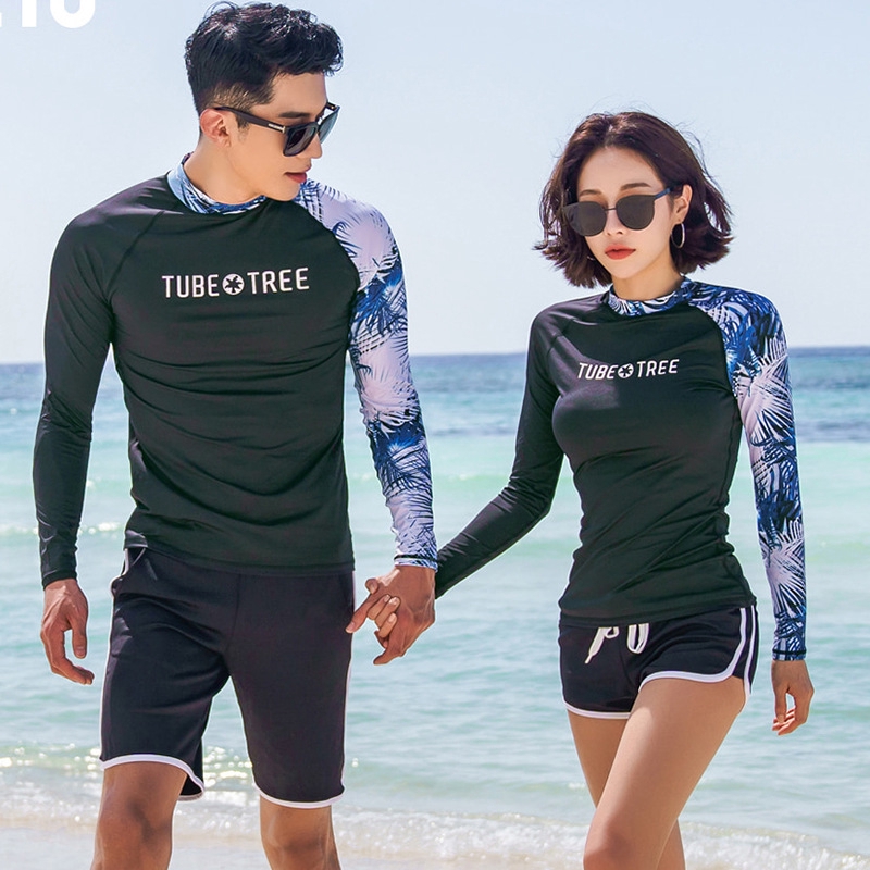 Korean Couple Swimwear Men Women Swimming Suit Long Sleeve Rash Guard Surf  Wear | Shopee Malaysia