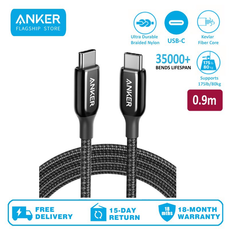Anker A8862 PowerLine+ III USBC to USBC 2.0 Cable USBIF Certified Cable, 60W Power Delivery