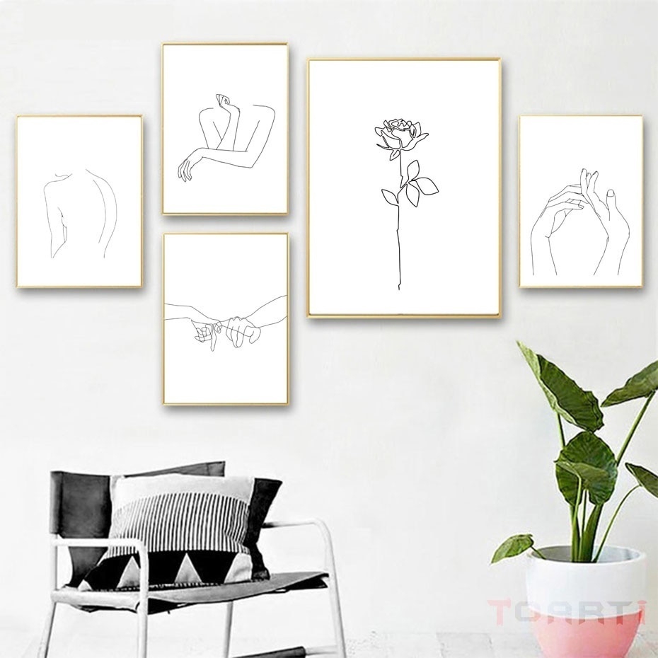 Abstract Women Line Drawing Nordic Posters Prints Wall Art Canvas Painting Wall Pictures For Home Decor No Framed Shopee Malaysia