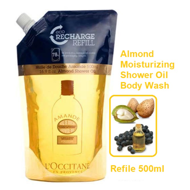 [ LOCCITANE ] Almond Moisturizing Shower Oil Body Wash Eco Refill 500ml / Body Wash / Body Soap / Loccitane Body / Body Oil Wash / Loccitane Refill / Loccitane Almond Body Wash Refill / Moisturizing Body Wash / Bath Soap / Shower Oil / Mild Shower Wash