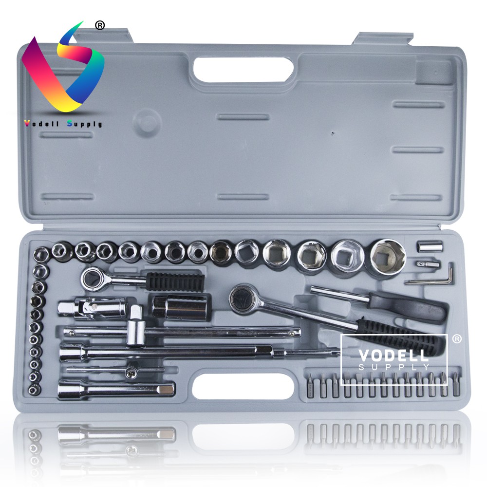 TUAH SYTOOLS 52pcs Hand Tools Ratchet Socket Set Tool Box Spanner Set