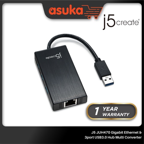 J5 JUH470 Gigabit Ethernet & 3port USB3.0 Hub Multi Converter