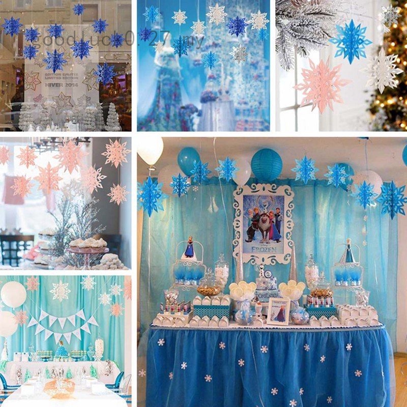 Christmas 6 Pcs Party Decorations 3d White Snowflake Hanging