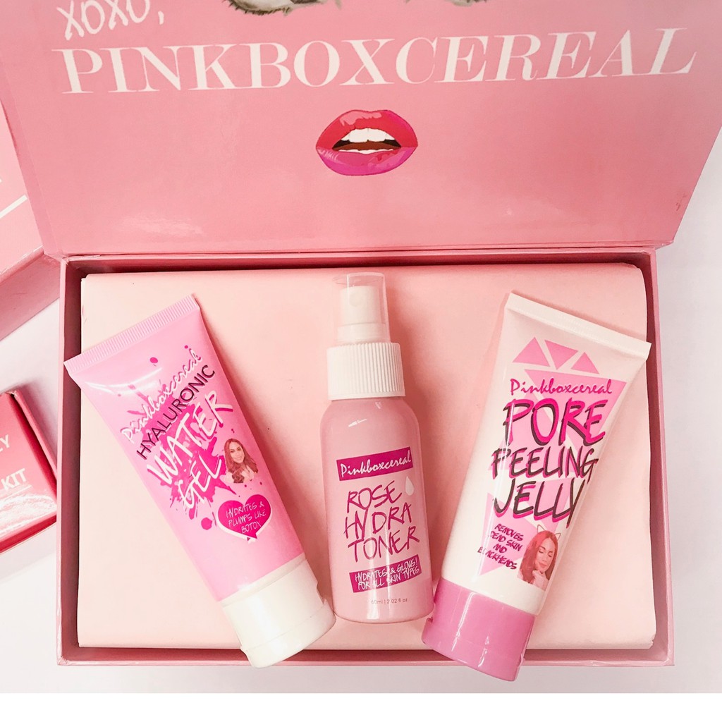 Pinkboxcereal Hydra Kit Ha Water Gel Pore Peeling Jelly Rose Hydra Toner Shopee Malaysia