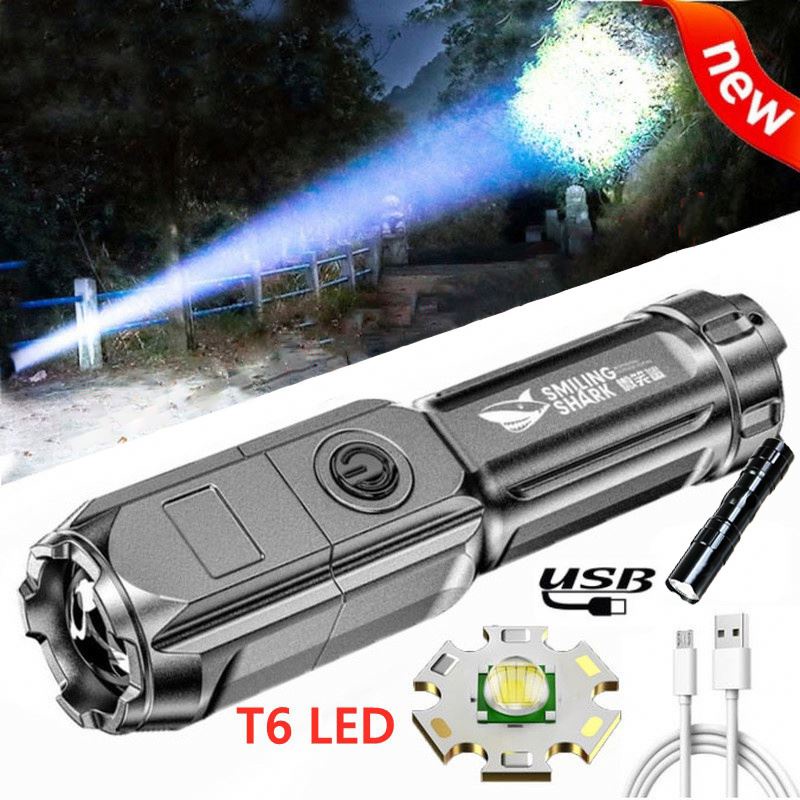 DH Outdoor Portable Mini Super Bright Xenon Led Flash Zoom Rechargeable Torch Abs Strong Light Flashlight For Camping Hiking mini torch light