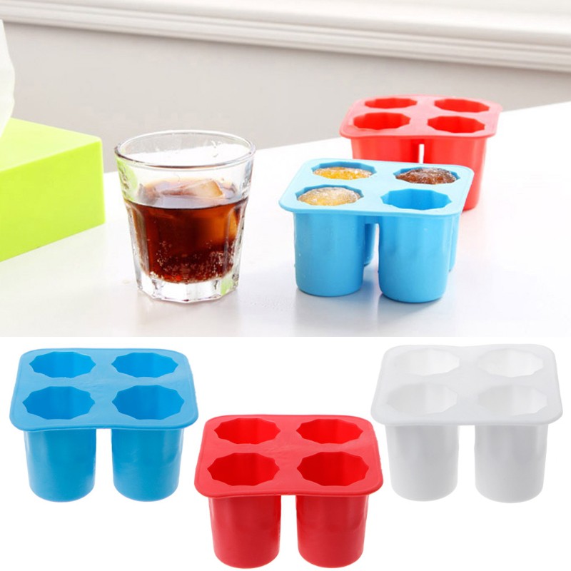 4 ICE SHOT GLASSES MOULDS PARTY FREEZE ICE CUBE SUMMER AND FREE SHIPPING