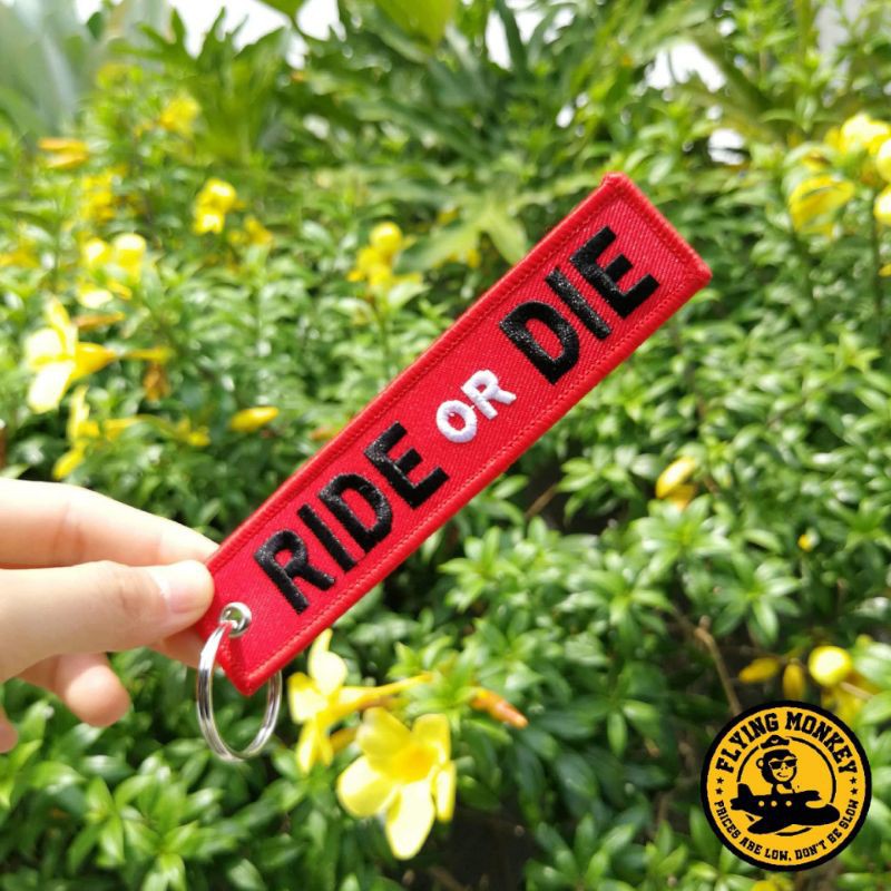 Ride or Die Embroidery Keychain Biker Keychain