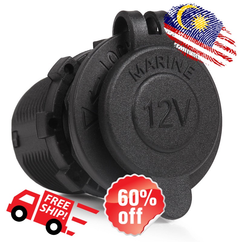 Tempatan 12V Waterproof Car Boat Motorcycle  Socket Power Plug Outlet Ship Today - Free Gift