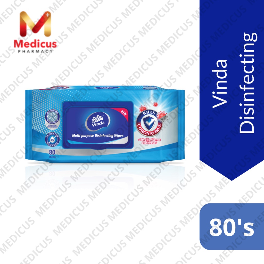 Vinda MultiPurpose Disinfecting Wipes 80's (Exp 03/2024) Shopee