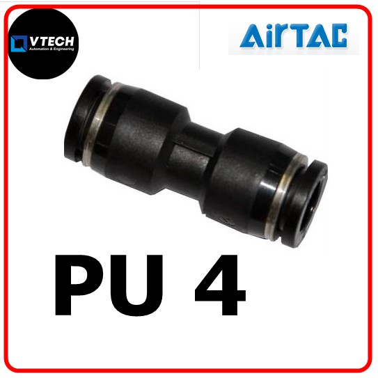 Air Tac Tube-to-Tube Pneumatic Fitting Push In 4 mm to Push In 4 mm, PU ...