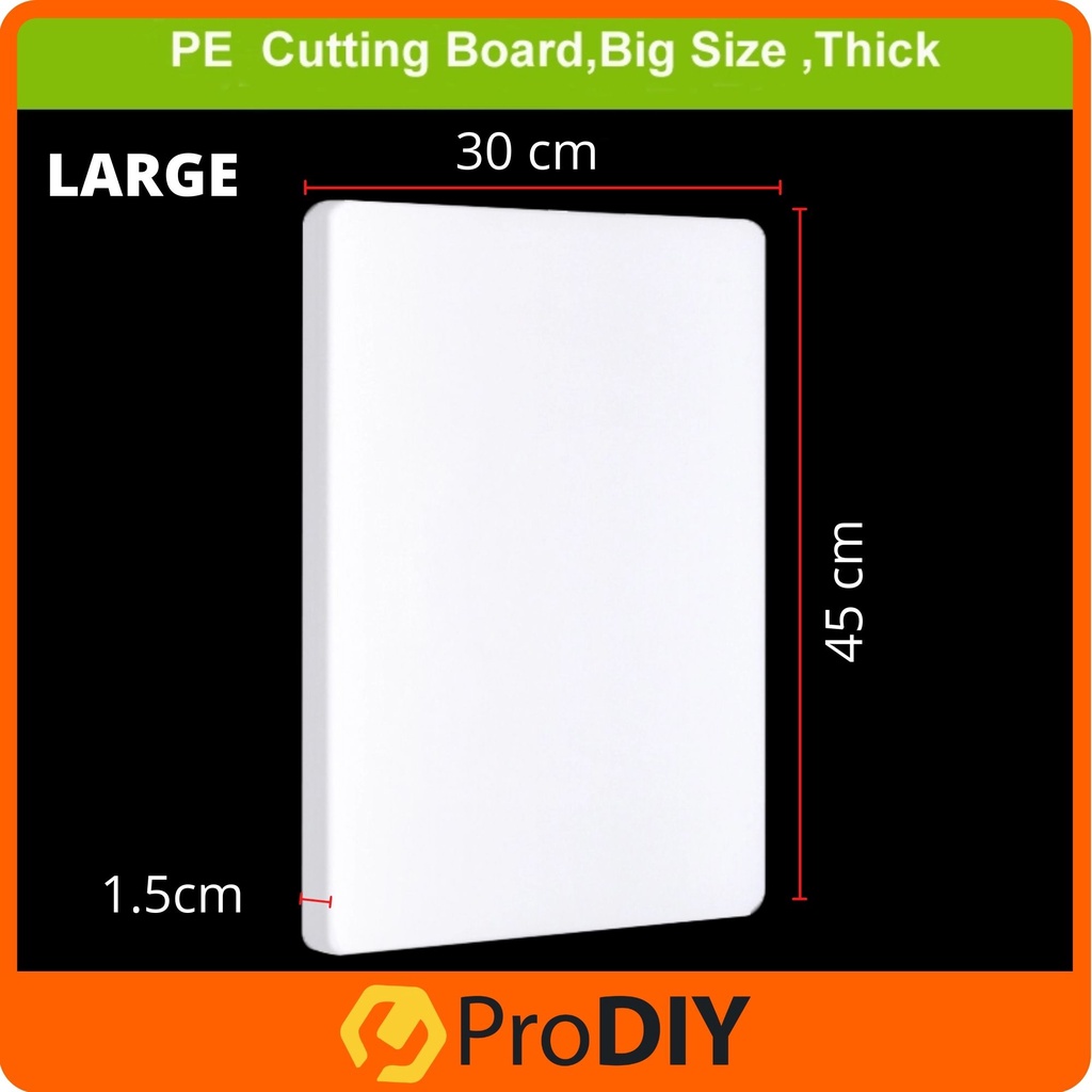 1.3 / 1.4 / 1.5cm Thick White Plastic Cutting Board Professional PE Chopping Board Dishwasher Safe Papan Pemotong