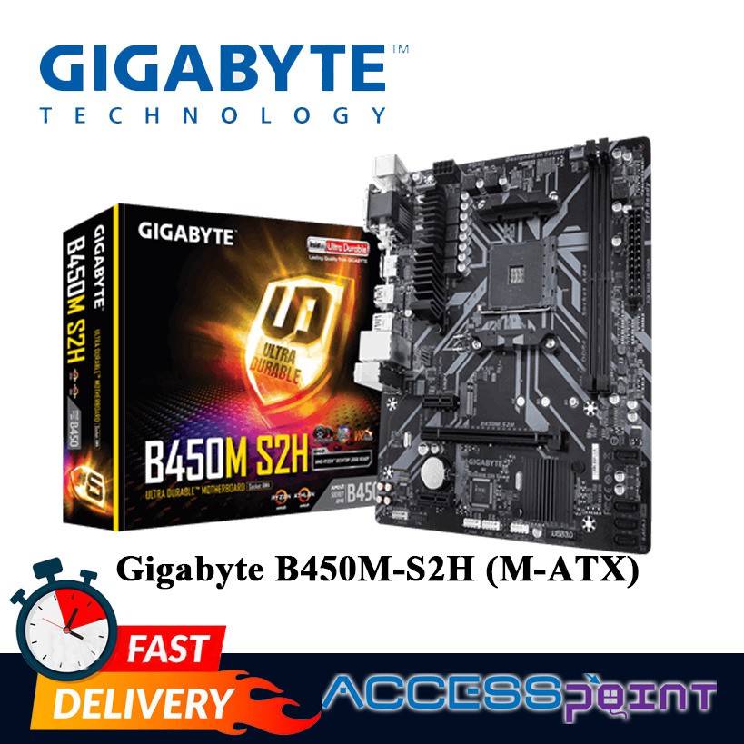 GIGABYTE B450M S2H AMD B450 RYZEN AM4 Ultra Durable Motherboard ...