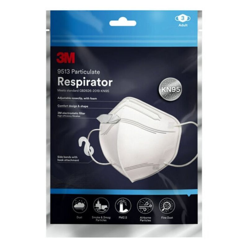 3M 9513 Particulate Respirator (KN95) Face Mask (3 pcs) | Shopee Malaysia