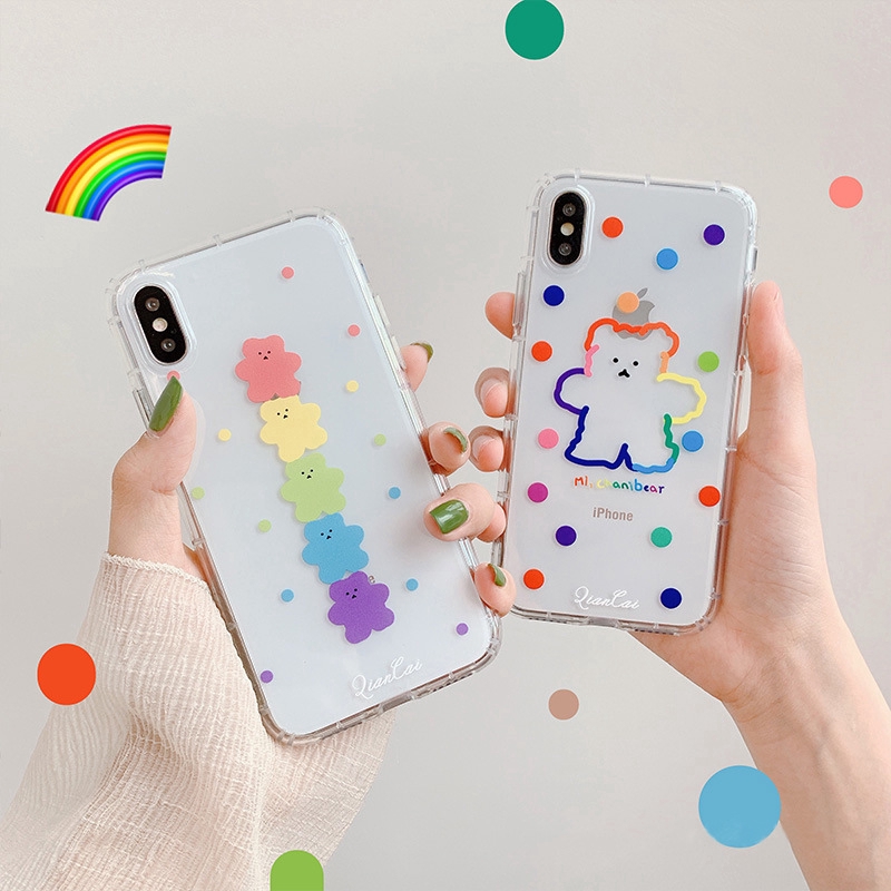 Phone Shell Cute Bear Fudge Transparent Cell Phone For Iphone X11 Xs Max 7 8plus 6s Shopee Malaysia