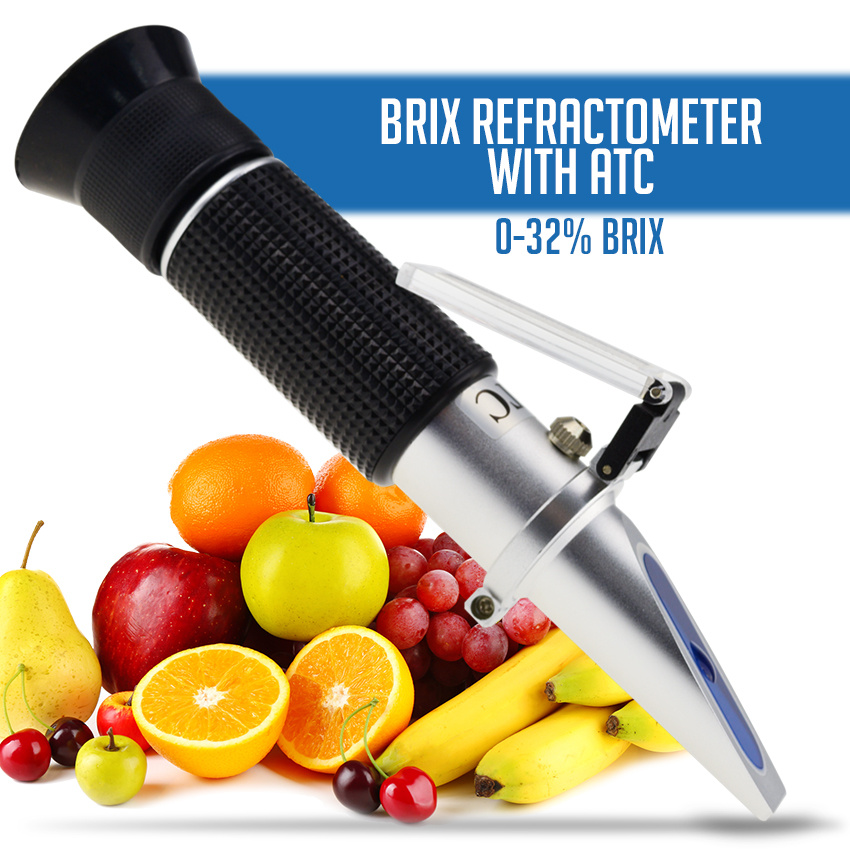 Brix Refractometer Professional ATC Digital Handheld Sugar Tester Meter for Beer Fruit Juice Sugar with 0~32% Accurate 