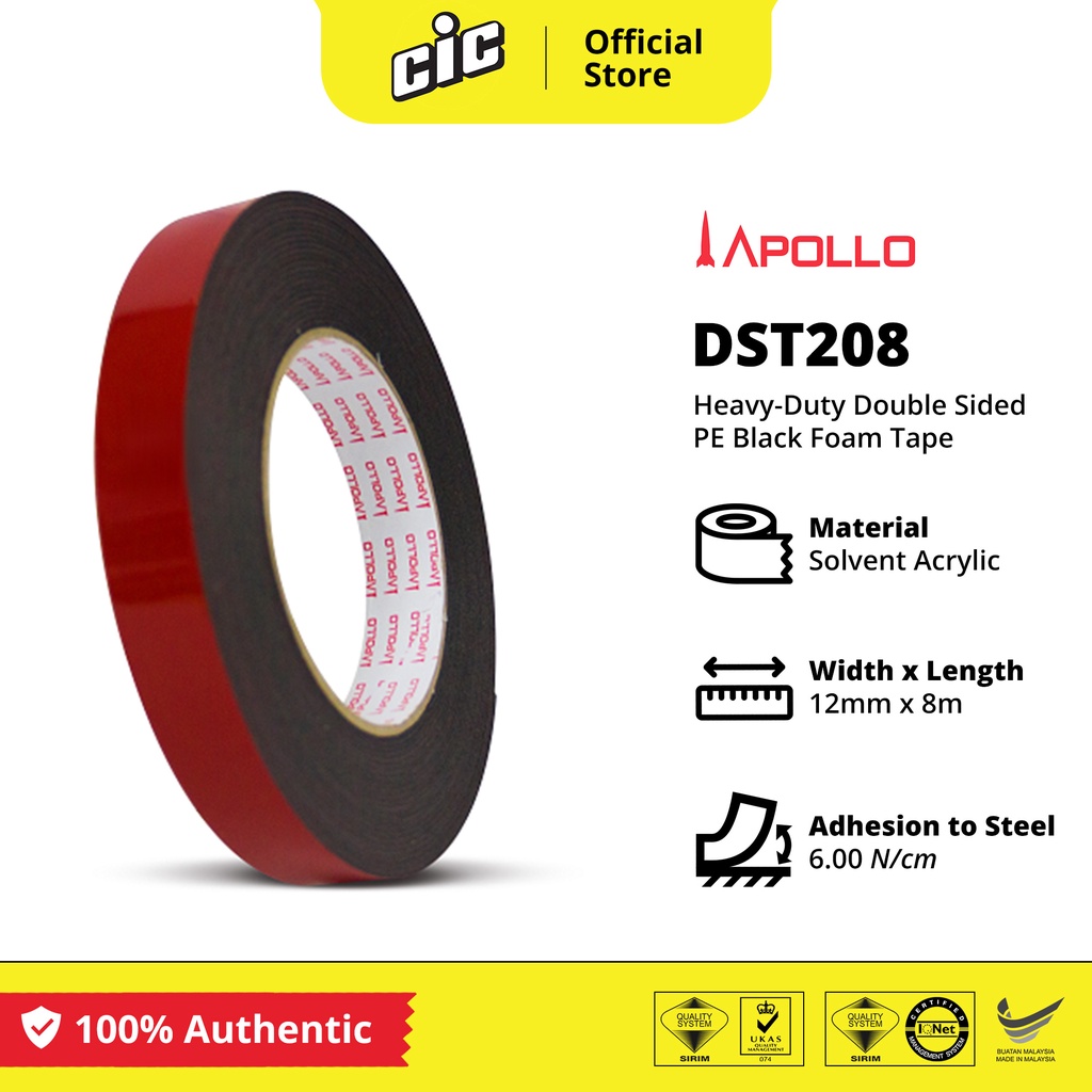 Apollo Double Sided Heavy Duty Black Foam Tape 1 Piece X 12mm 18mm 24mm X 8m Shopee Malaysia