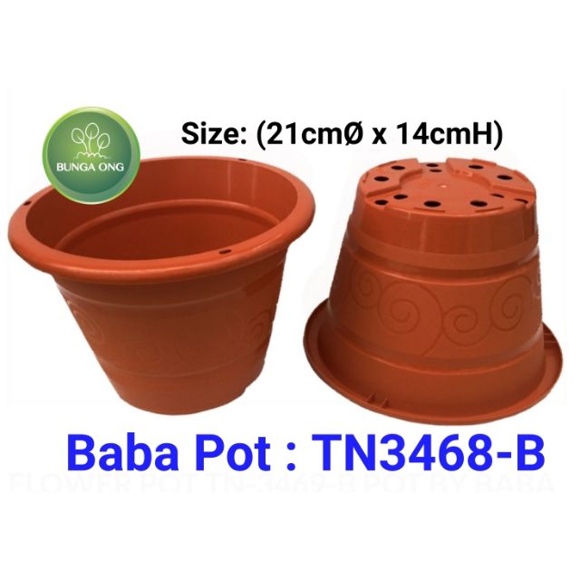 BABA Pot No.3468B (3pcs) Flower Gardening Biodegradable Pot Plastic Eco friendly/ Pasu Plastik Tanaman Hias Bunga